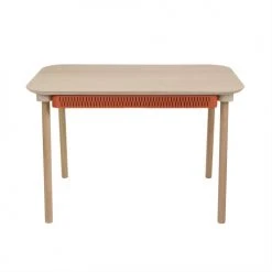 DIZY Design Tables à Manger Table De Repas Avec Tiroir En Chêne Et Métal Terracotta