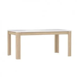 Meubletmoi Tables à Manger Table De Repas Extensible 160/206 Cm Plateau Blanc Et Bois