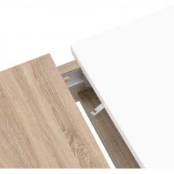 Meubletmoi Tables à Manger Table De Repas Extensible 160/206 Cm Plateau Blanc Et Bois -Marquee Magasin table de repas extensible 160 206 cm plateau blanc et bois 4