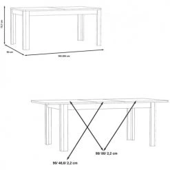 Meubletmoi Tables à Manger Table De Repas Extensible 160/206 Cm Plateau Blanc Et Bois -Marquee Magasin table de repas extensible 160 206 cm plateau blanc et bois 5