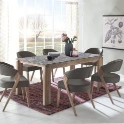 Meubletmoi Tables à Manger Table De Repas Extensible 160/260 Cm En Chêne Et Plateau Dekton -Marquee Magasin table de repas extensible 160 260 cm en chene et plateau dekton 4