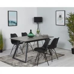 ATHM DESIGN Tables à Manger Table De Repas Extensible Gris Plateau Bois Pieds Métal -Marquee Magasin table de repas extensible gris plateau bois pieds metal 1