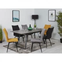 ATHM DESIGN Tables à Manger Table De Repas Extensible Gris Plateau Bois Pieds Métal -Marquee Magasin table de repas extensible gris plateau bois pieds metal 2