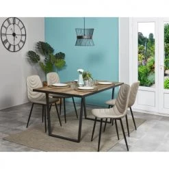 ATHM DESIGN Tables à Manger Table De Repas Extensible Marron Plateau Bois Pieds Métal Noir -Marquee Magasin table de repas extensible marron plateau bois pieds metal noir 1