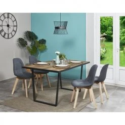 ATHM DESIGN Tables à Manger Table De Repas Extensible Marron Plateau Bois Pieds Métal Noir -Marquee Magasin table de repas extensible marron plateau bois pieds metal noir 5