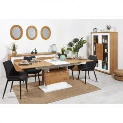 ATHM DESIGN Tables à Manger Table De Repas Extensible Plateau Bois Beige Et Blanc -Marquee Magasin table de repas extensible plateau bois beige et blanc 1