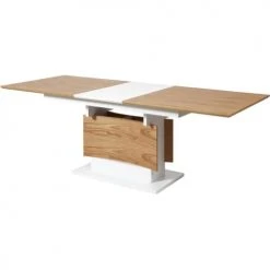 ATHM DESIGN Tables à Manger Table De Repas Extensible Plateau Bois Beige Et Blanc -Marquee Magasin table de repas extensible plateau bois beige et blanc 2