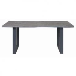 ATHM DESIGN Tables à Manger Table De Repas Gris Plateau Acacia Massif Pieds Métal 180x90cm -Marquee Magasin table de repas gris plateau acacia massif pieds metal 180x90cm 2