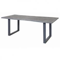 ATHM DESIGN Tables à Manger Table De Repas Gris Plateau Acacia Massif Pieds Métal 200x100cm -Marquee Magasin table de repas gris plateau acacia massif pieds metal 200x100cm 2