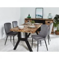 ATHM DESIGN Tables à Manger Table De Repas Noir Et Marron Plateau Bois Massif -Marquee Magasin table de repas noir et marron plateau bois massif 5