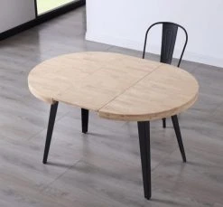 Mathi Design Tables à Manger Table De Repas Ronde Extensible 6 Personnes En Bois Et Acier Noir -Marquee Magasin table de repas ronde extensible 6 personnes en bois et acier noir 2