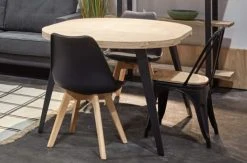 Mathi Design Tables à Manger Table De Repas Ronde Extensible 6 Personnes En Bois Et Acier Noir -Marquee Magasin table de repas ronde extensible 6 personnes en bois et acier noir 4