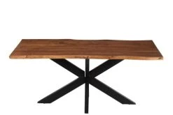 Hellin Tables à Manger Table De Salle à Manger Rectangulaire En Acacia Et Métal Noir L180