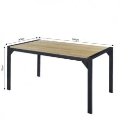 Baita Tables à Manger Table De Séjour Effet Chêne 160cm Bois Et Noir -Marquee Magasin table de sejour effet chene 160cm bois et noir 2