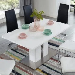 Baita Tables à Manger Table De Séjour Laqué Blanc Brillant 150cm -Marquee Magasin table de sejour laque blanc brillant 150cm 2