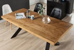 Baita Tables à Manger Table De Séjour Placage Chêne Et Métal Noir 180cm Bois Et Noir -Marquee Magasin table de sejour placage chene et metal noir 180cm bois et noir 2