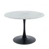 Baita Tables à Manger Table De Séjour Verre Effet Marbre Ronde 110cm Pied Noir