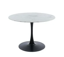 Baita Tables à Manger Table Séjour Verre Effet Marbre Ronde 110cm Pied Doré -Marquee Magasin table de sejour verre effet marbre ronde 110cm pied noir