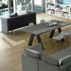 TEMAHOME Tables à Manger Table Effet Bois Béton -Marquee Magasin table effet bois beton 2
