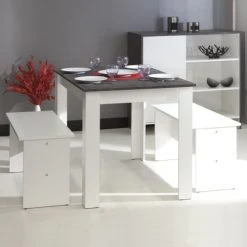 Symbiosis Tables à Manger Table Effet Bois Blanc Et Béton -Marquee Magasin table effet bois blanc et beton 4