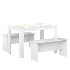 Symbiosis Tables à Manger Table Effet Bois Blanc Et Béton -Marquee Magasin table effet bois blanc et marbre 6