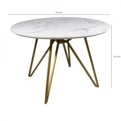 Now’s Home Tables à Manger Table Effet Marbre Et Pieds En Métal Doré D100cm -Marquee Magasin table effet marbre et pieds en metal dore d100cm 3