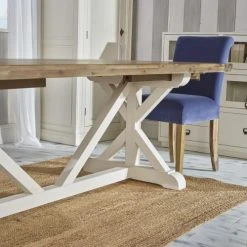 Robin Des Bois Tables à Manger Table En Acacia Et Pied Croisés Blancs L 285 Cm -Marquee Magasin table en acacia et pied croises blancs l 285 cm 2