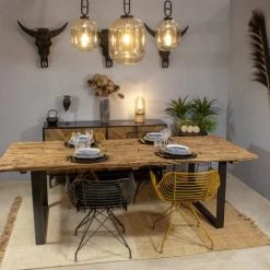 Now’s Home Tables à Manger Table En Teck Recyclé Et Pieds En Métal Noir 200cm -Marquee Magasin table en teck recycle et pieds en metal noir 200cm 1