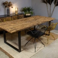 Now’s Home Tables à Manger Table En Teck Recyclé Et Pieds En Métal Noir 200cm -Marquee Magasin table en teck recycle et pieds en metal noir 200cm 2