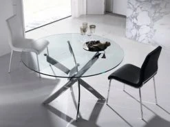 Angel Cerda Tables à Manger Table En Verre Trempé Et Base En Acier Inoxydable D150 -Marquee Magasin table en verre trempe et base en acier inoxydable d150 1