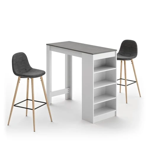 TEMAHOME Tables à Manger Table Et Chaises Effet Bois Blanc Et Béton - Gris Anthracite 3 TEMAHOME Tables à Manger Table Et Chaises Effet Bois Blanc Et Béton - Gris Anthracite