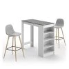 TEMAHOME Tables à Manger Table Et Chaises Effet Bois Blanc Et Béton - Gris Clair -Marquee Magasin table et chaises effet bois blanc et beton gris clair