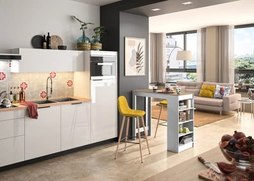 TEMAHOME Tables à Manger Table Et Chaises Effet Bois Blanc Et Chêne Naturel - Jaune 7 TEMAHOME Tables à Manger Table Et Chaises Effet Bois Blanc Et Chêne Naturel - Jaune – Image 5