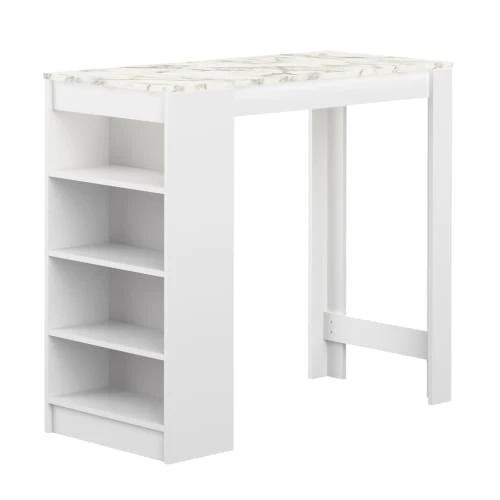 TEMAHOME Tables à Manger Table Et Chaises Effet Bois Blanc Et Marbre - Jaune 6 TEMAHOME Tables à Manger Table Et Chaises Effet Bois Blanc Et Marbre - Jaune – Image 4