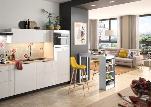 TEMAHOME Tables à Manger Table Et Chaises Effet Bois Blanc Et Marbre - Jaune 7 TEMAHOME Tables à Manger Table Et Chaises Effet Bois Blanc Et Marbre - Jaune – Image 5