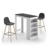 TEMAHOME Tables à Manger Table Et Chaises Effet Bois Blanc Et Noir - Gris Anthracite -Marquee Magasin table et chaises effet bois blanc et noir gris anthracite