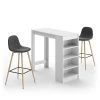 TEMAHOME Tables à Manger Table Et Chaises Effet Bois Blanc - Gris Anthracite -Marquee Magasin table et chaises effet bois blanc gris anthracite