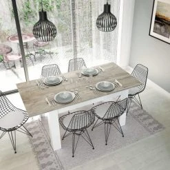 Dmora Tables à Manger Table Extensible Effet Bois Blanc -Marquee Magasin table extensible effet bois blanc 2