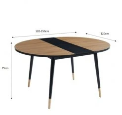 Baita Tables à Manger Table Extensible Effet Chêne Pieds Noirs 120 à 150cm -Marquee Magasin table extensible effet chene pieds noirs 120 a 150cm 4