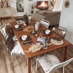 Oviala Tables à Manger Table Extensible Eucalyptus Marron -Marquee Magasin table extensible eucalyptus marron 3