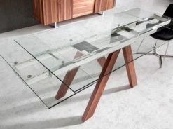 Angel Cerda Tables à Manger Table Extensible L160/200/240 Verre Trempé Et Placage Noyer -Marquee Magasin table extensible l160 200 240 verre trempe et placage noyer 2