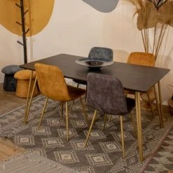 Pirouette Paris Tables à Manger Table Finition Bois Pieds En Métal Doré 160x90 -Marquee Magasin table finition bois pieds en metal dore 160x90 2