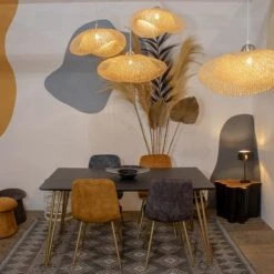 Pirouette Paris Tables à Manger Table Finition Bois Pieds En Métal Doré 160x90 -Marquee Magasin table finition bois pieds en metal dore 160x90 3