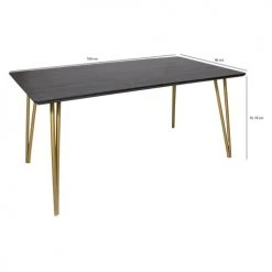 Pirouette Paris Tables à Manger Table Finition Bois Pieds En Métal Doré 160x90 -Marquee Magasin table finition bois pieds en metal dore 160x90 5