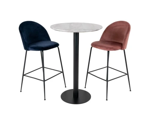 Meubles & Design Tables à Manger Table Haute Ronde Effet Marbre Pied Métal Noir 4 Meubles & Design Tables à Manger Table Haute Ronde Effet Marbre Pied Métal Noir – Image 2