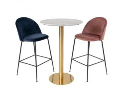 Meubles & Design Tables à Manger Table Haute Ronde Effet Marbre Pied Métal Or -Marquee Magasin table haute ronde effet marbre pied metal or 4