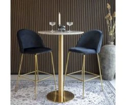Meubles & Design Tables à Manger Table Haute Ronde Effet Marbre Pied Métal Or -Marquee Magasin table haute ronde effet marbre pied metal or 5