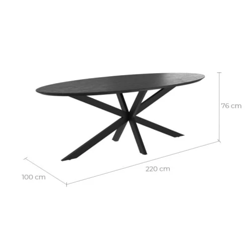 Rendez Vous Déco Tables à Manger Table Ovale 220 Cm En Bois Noir 6-8 Personnes 5 Rendez Vous Déco Tables à Manger Table Ovale 220 Cm En Bois Noir 6-8 Personnes – Image 3