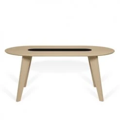 TEMAHOME Tables à Manger Table Placage Chêne Et Noir Laqué