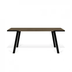 TEMAHOME Tables à Manger Table Placage Noyer Et Noir